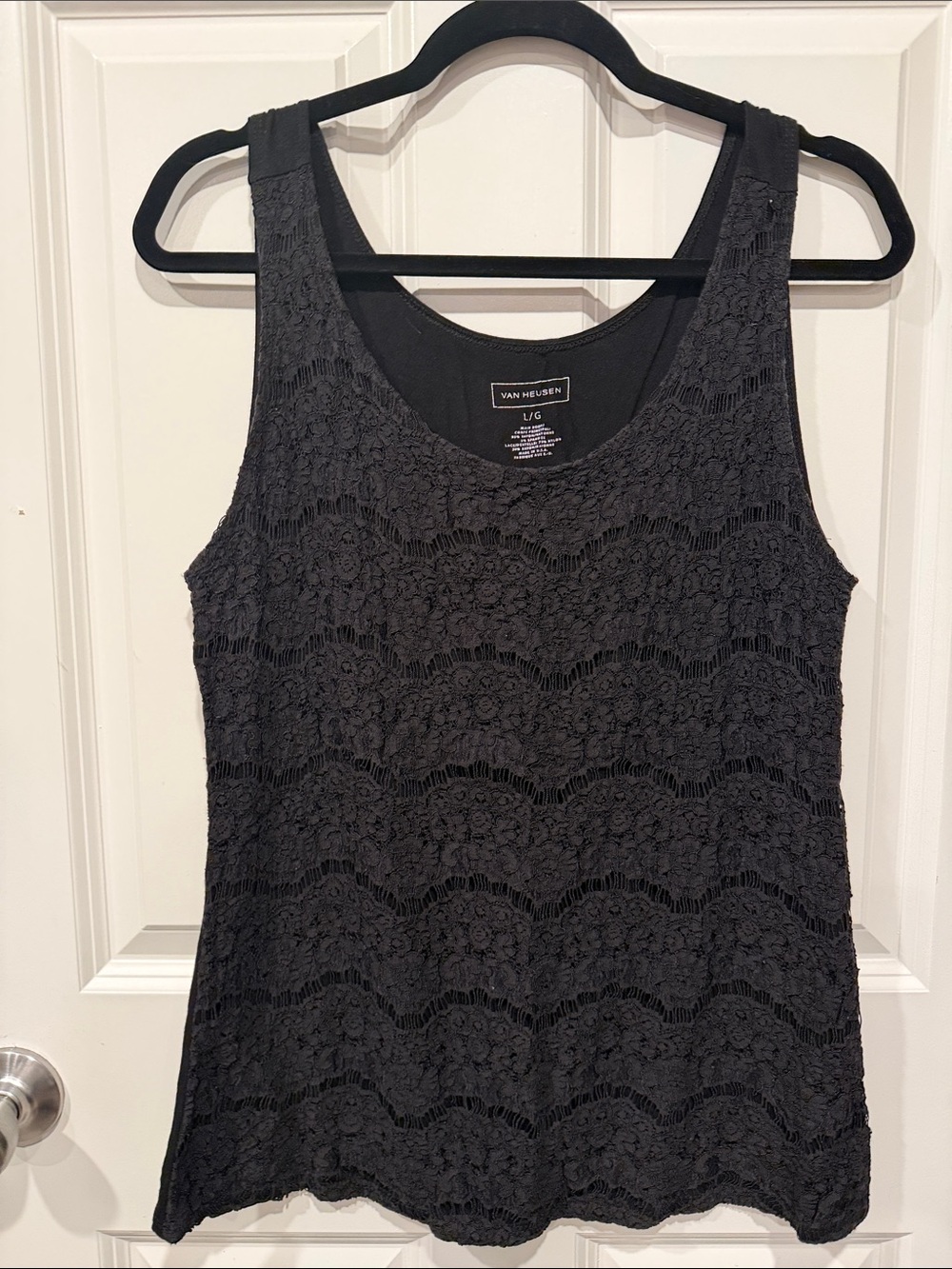 Van Heusen Black Lace Overlay Shell